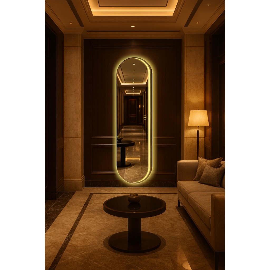 Espelho Corpo Inteiro Jateado Led Polido Grande Quarto Luxo Bivolt Touch  Tamanho Variados