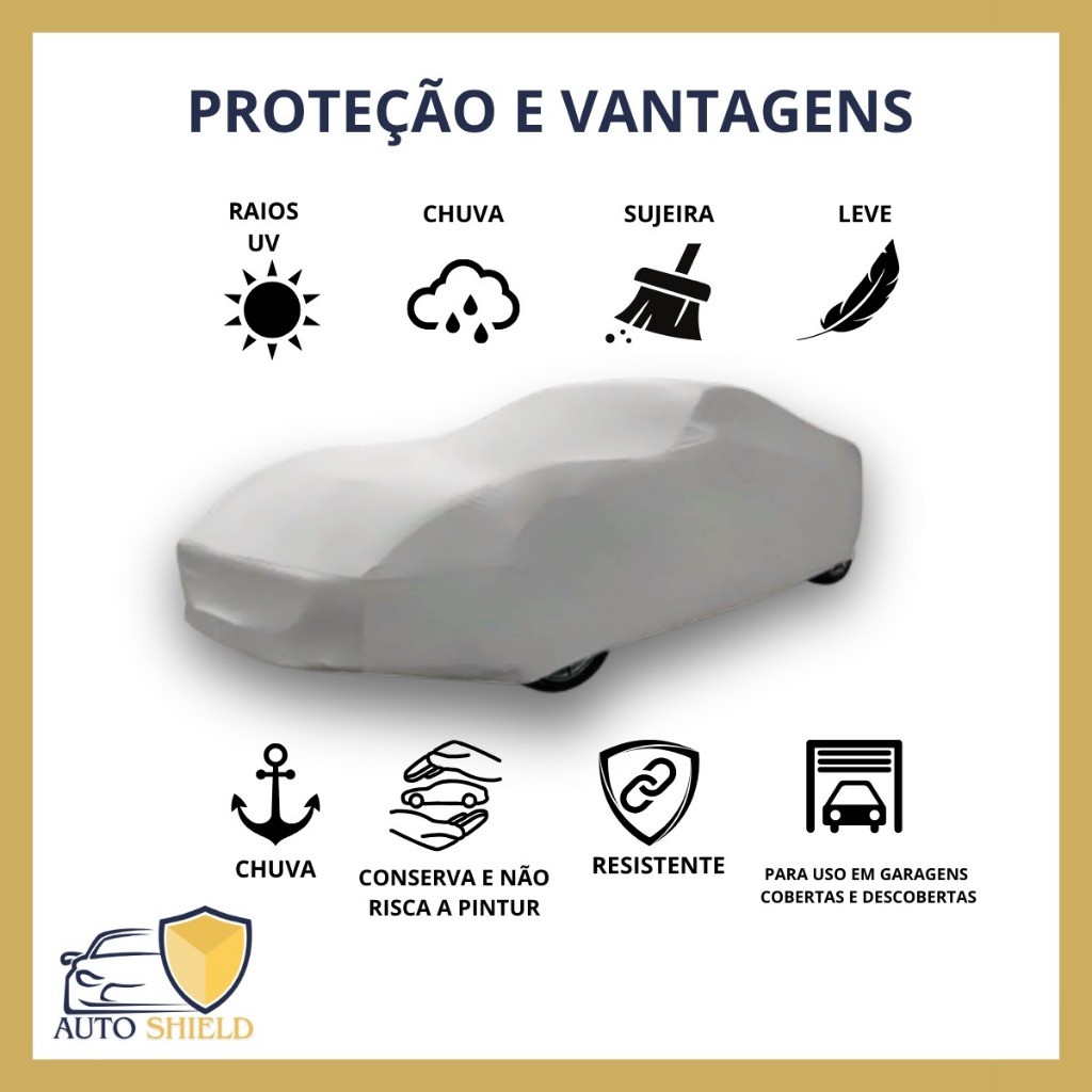 Capa para carro automotiva de cobrir, impermeavel Auto Shield com anti-UV, forrada