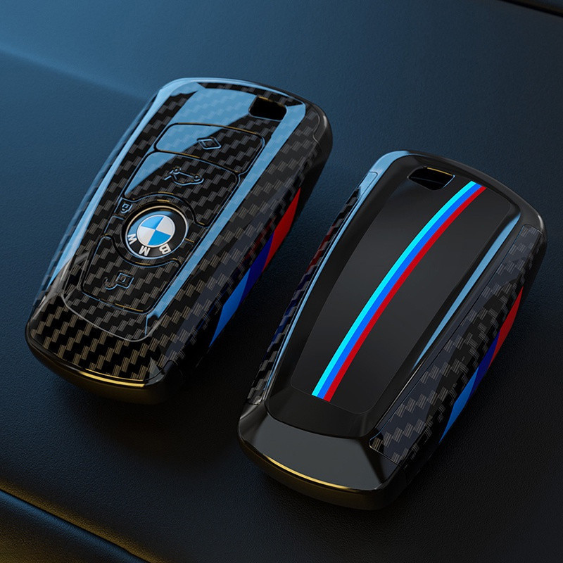 Capa de Chave de Carro em Fibra de Carbono ABS para BMW X3 X5 X6 X7 G20 G30 G01 G02 G05 G11 1 3 5 7 Series Acessórios WD