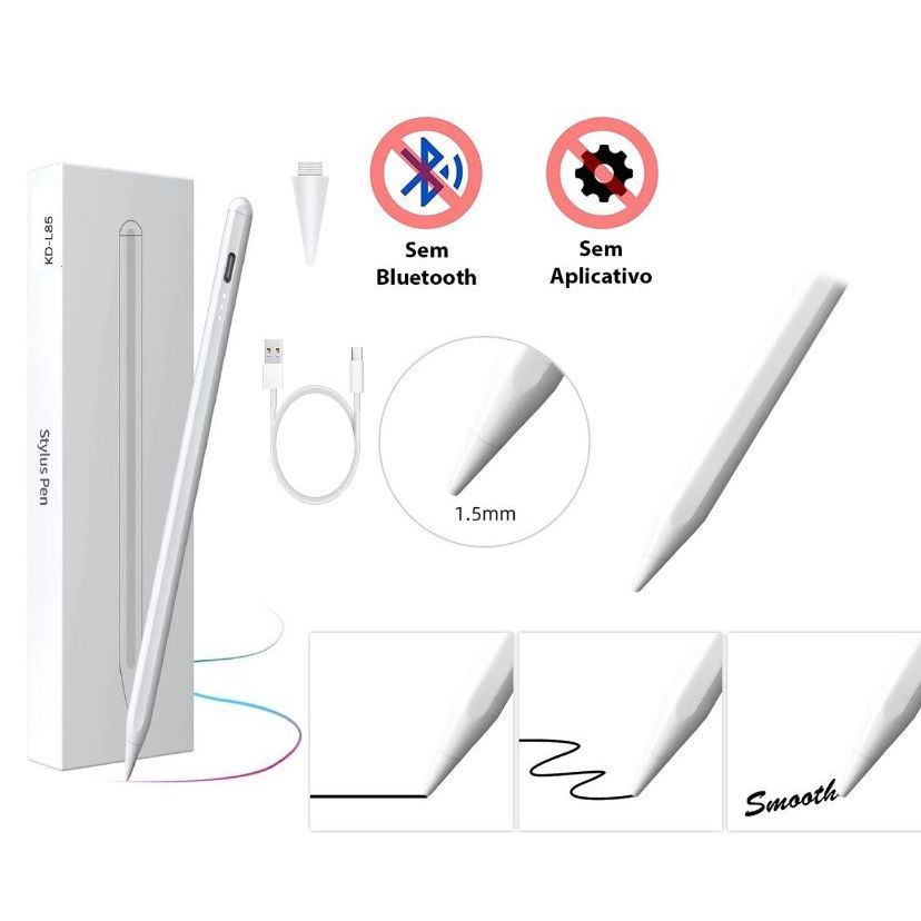 Caneta Touch Pen Universal para Tablet e Celular Compatível com Ipad iOS e Android – Ponta Fina e Alta Sensibilidade