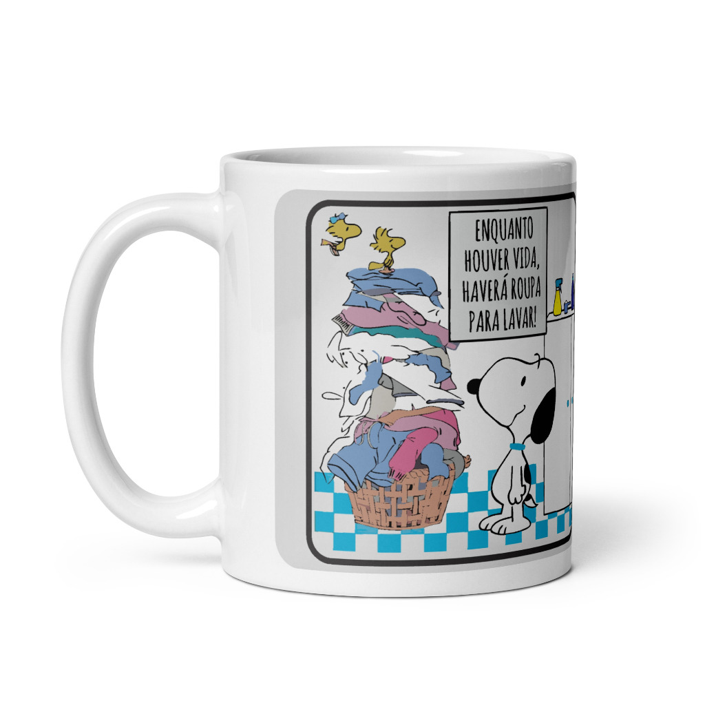 Caneca Snoopy Lavanderia Enquanto houver Vida, Haverá Roupa para Lavar