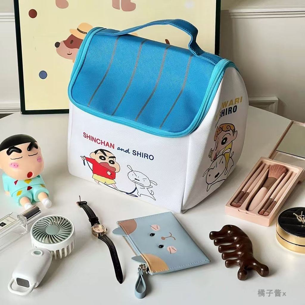 MINISO Snoopy Vida Colorida Série - Bolsa de Maquiagem Portátil Fofa e Compacta 18cm × 6cm × 13cm.