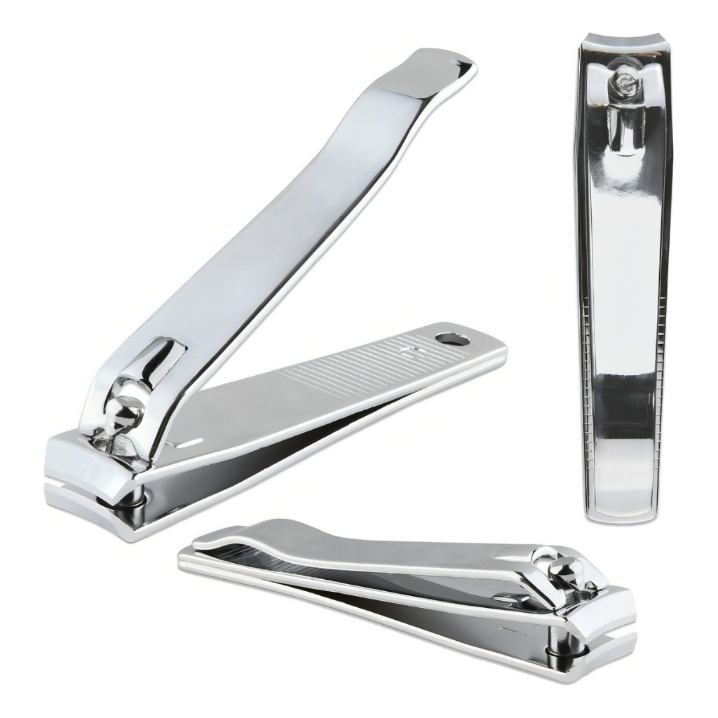 Cortador Alicate De Unha Inox Grande Com Lixa Profissional Inox 7,5cm Cromado Afiado Durável Portátil Manicure Pedicure