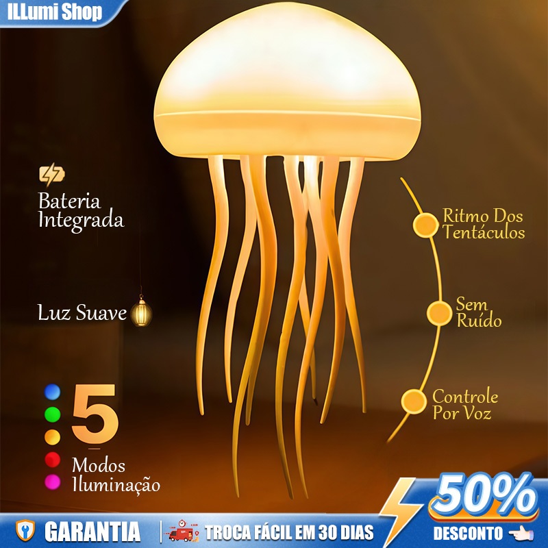 Luminária de Água Viva LED RGB,Mesa De Mudança Luz, Recarregável Tipo C para Atmosfera e Decoração