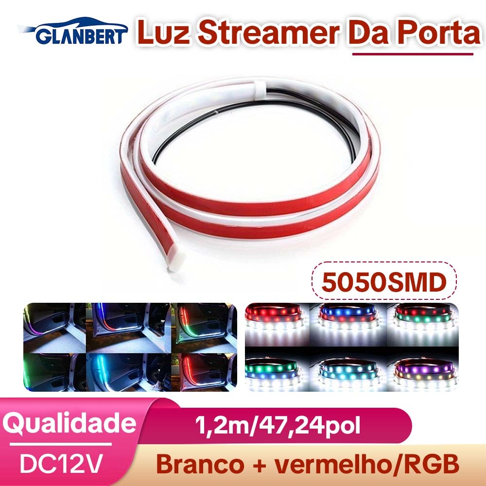Luz Streamer Da Porta Do Carro Colorido LED Portas Decoração Atmosfera Luzes RGB Guia De Água Tira De Digitalização Lâmp