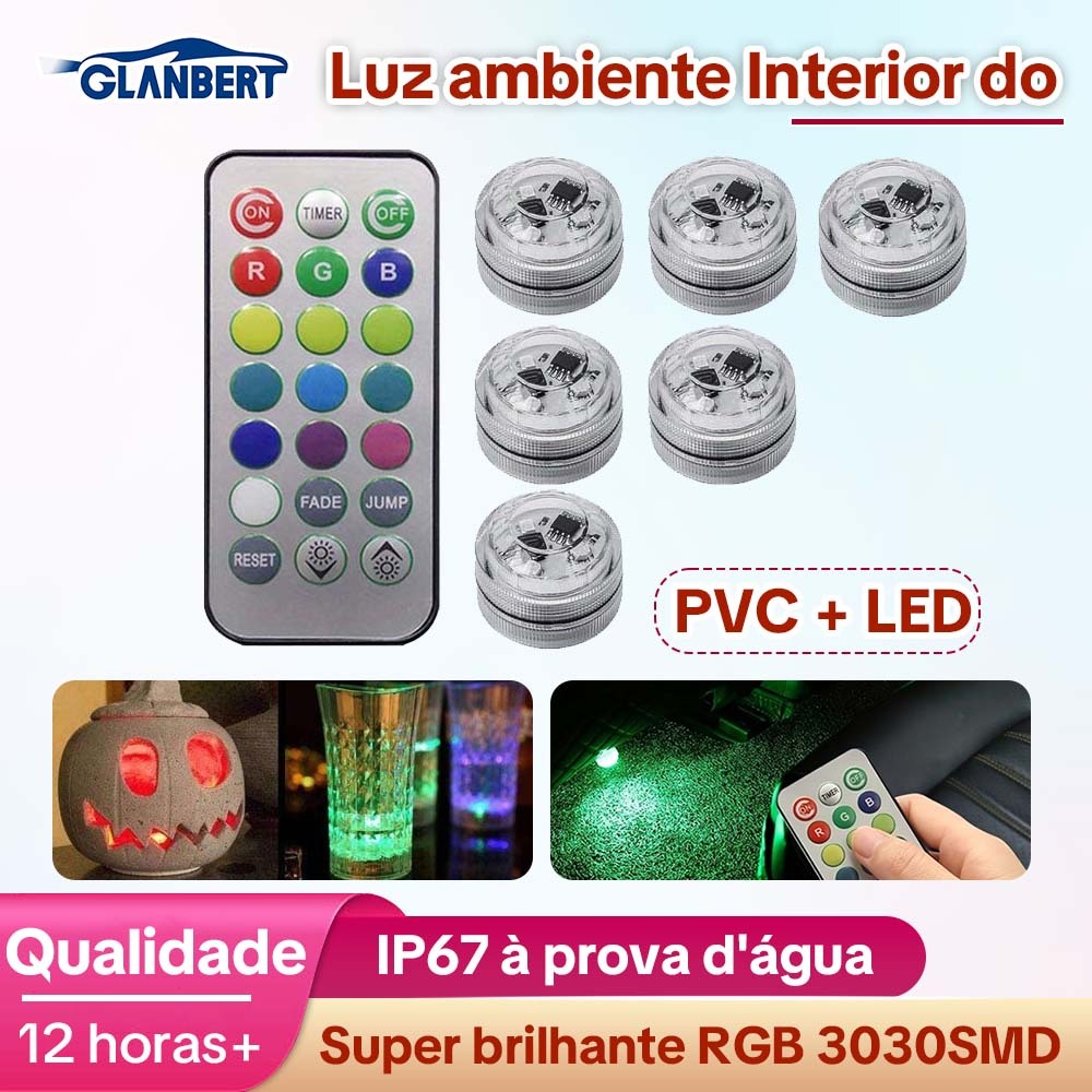 Sem Fio LED Interior Do Carro Luz Ambiente Controle Remoto Decoração Auto Telhado Pé Atmosfera Lâmpada Colorida