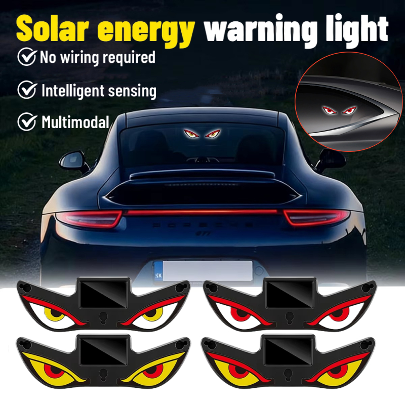 Demônio Olho Movido A Energia Solar LED Luz De Advertência Do Carro USB Recarregável Pára-Brisa Traseiro Atmosfera Decor