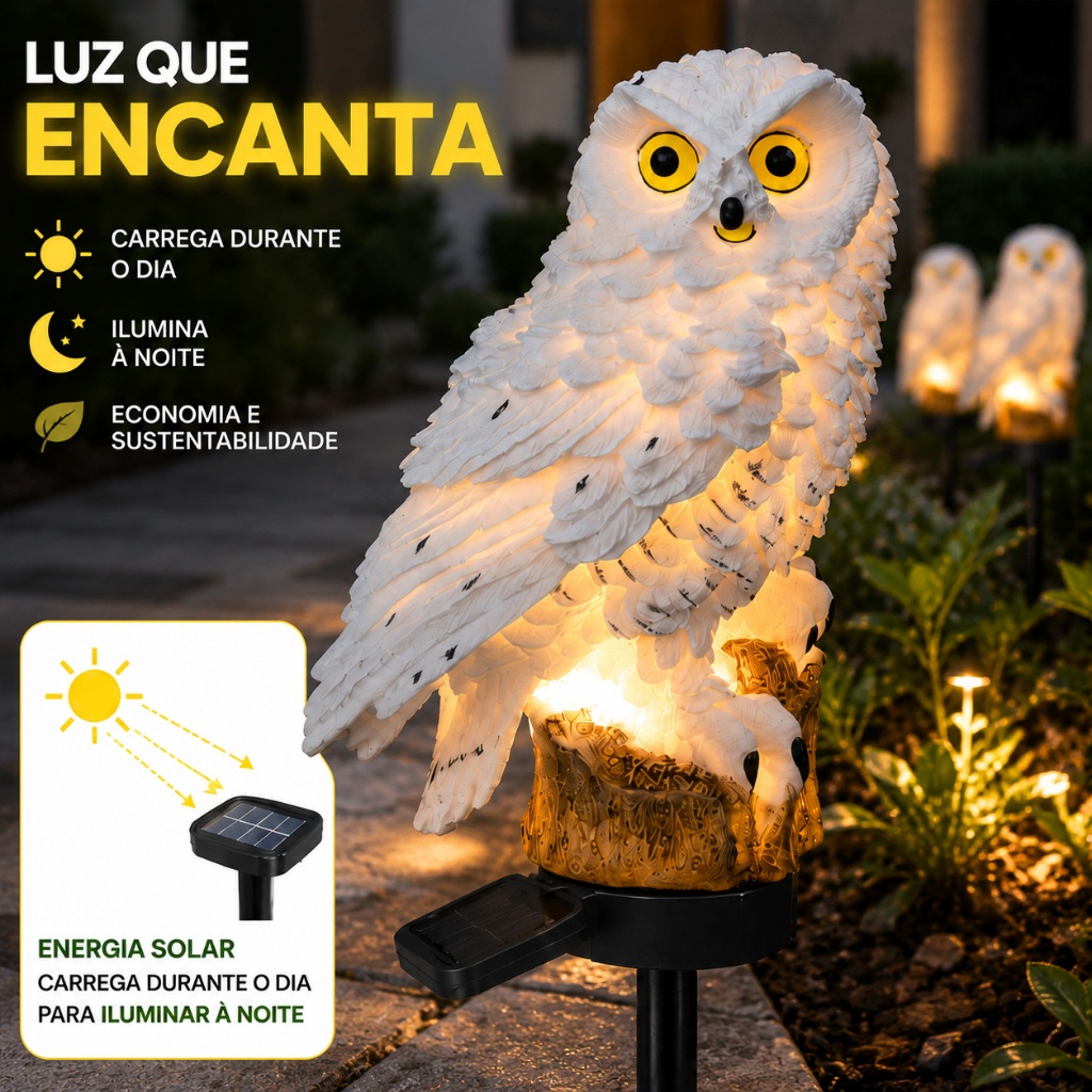 Luz Solar Decoração De Coruja De Jardim Luz Solar Atmosfera Luz à Prova D'água