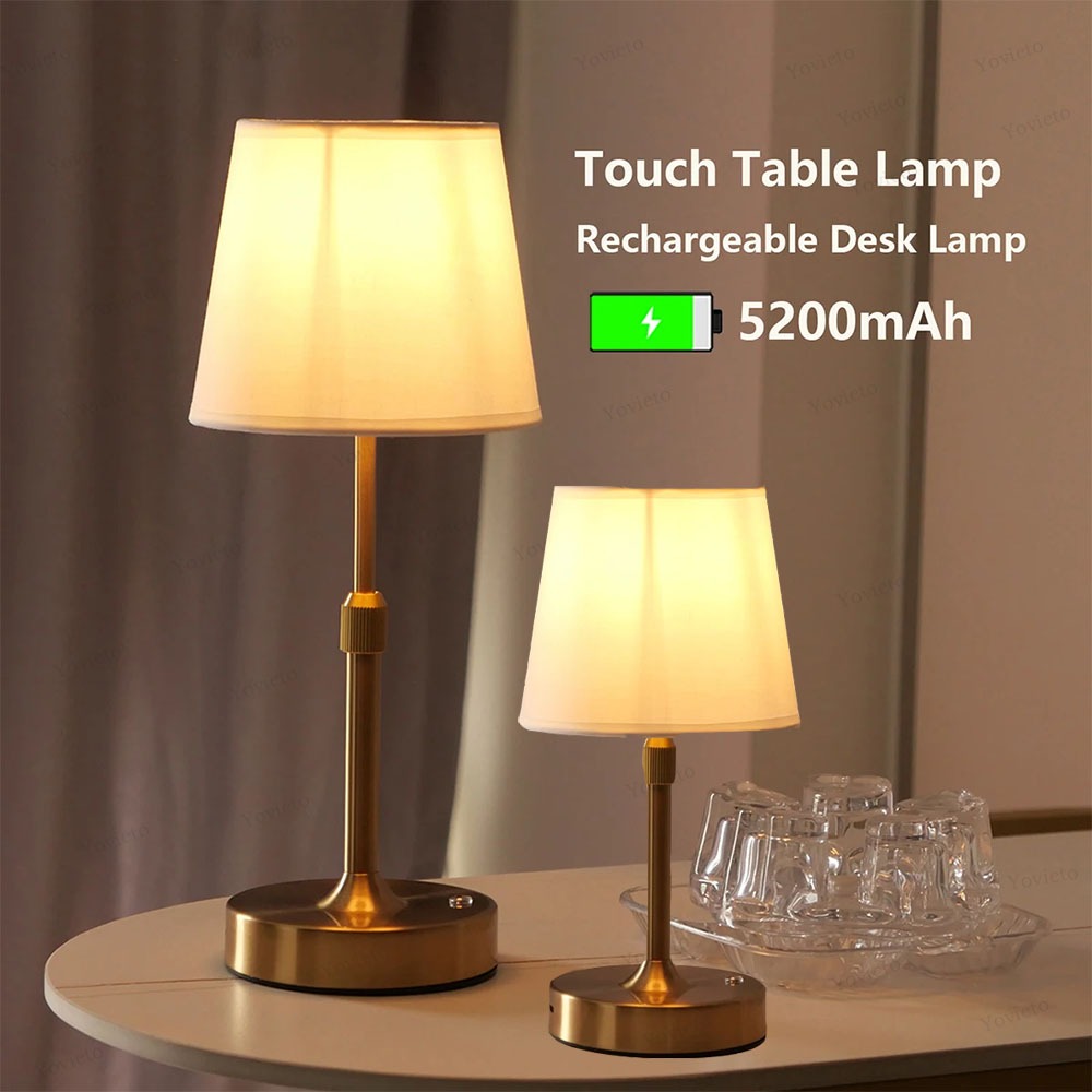 Recarregável LED Night Light Toque Quarto Estudo Cabeceira Atmosfera Decoração Tecido Candeeiro De Mesa