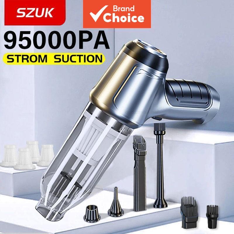 Aspirador de Pó Sem Fio SZUK 95000PA – Potente, Sem Escovas e com Sucção Forte, Ideal para Carro e Casa