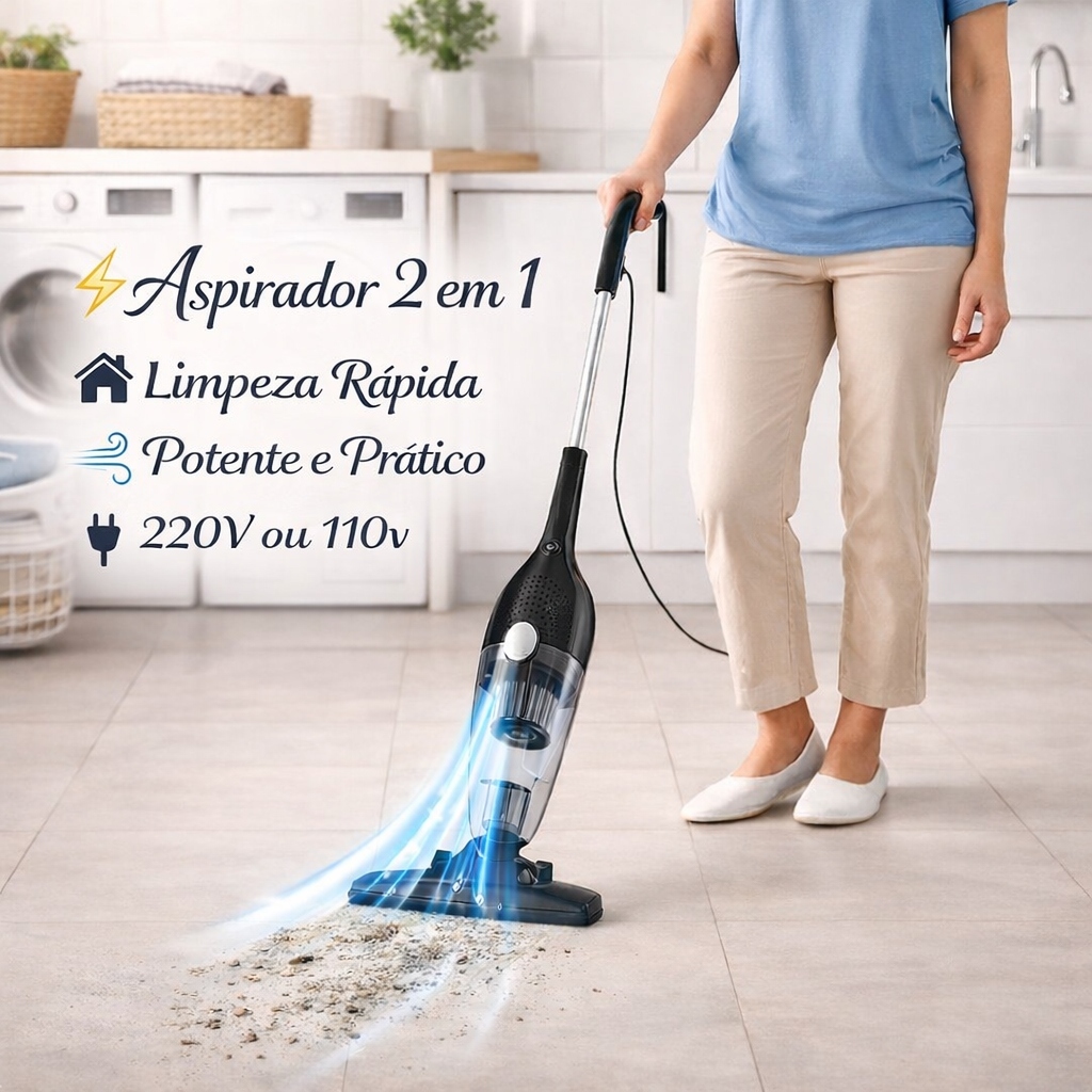Aspirador de Pó 2 Em 1 Vertical Portátil Com Fio Potente Alta Sucção Leve 600w potência Para Casa Sofá Carro 220v 110v