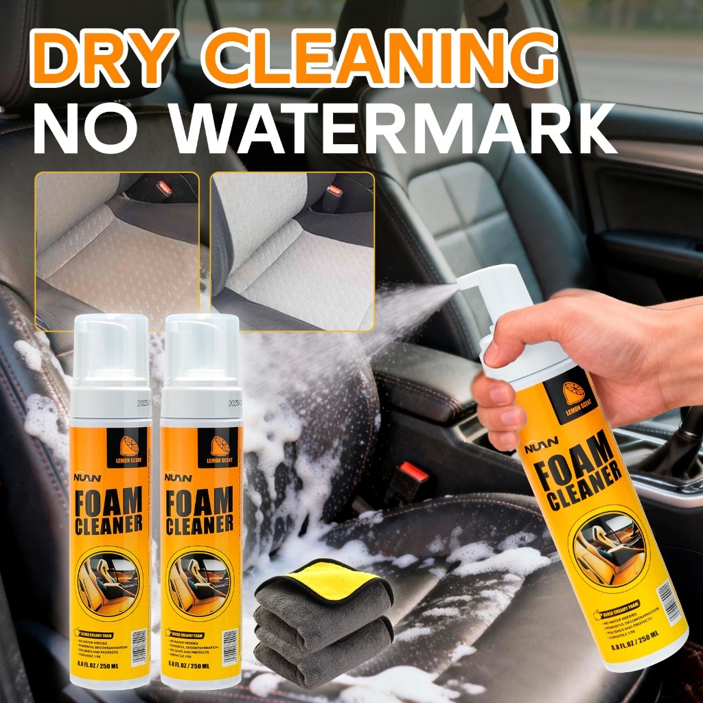 Kit 2 Limpador de Espuma Multiuso NUAN 250ml Spray Limpeza a Seco Carro e Casa Aroma Limão Potente