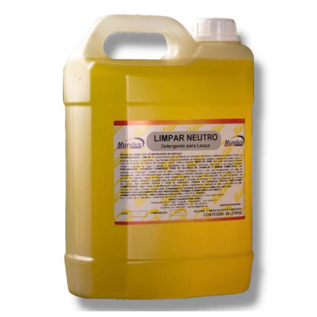 Detergente 5L Mundus Neutro Cremoso Concentrado - O Terror da Gordura Alto Brilho Pronta Entrega Shopee