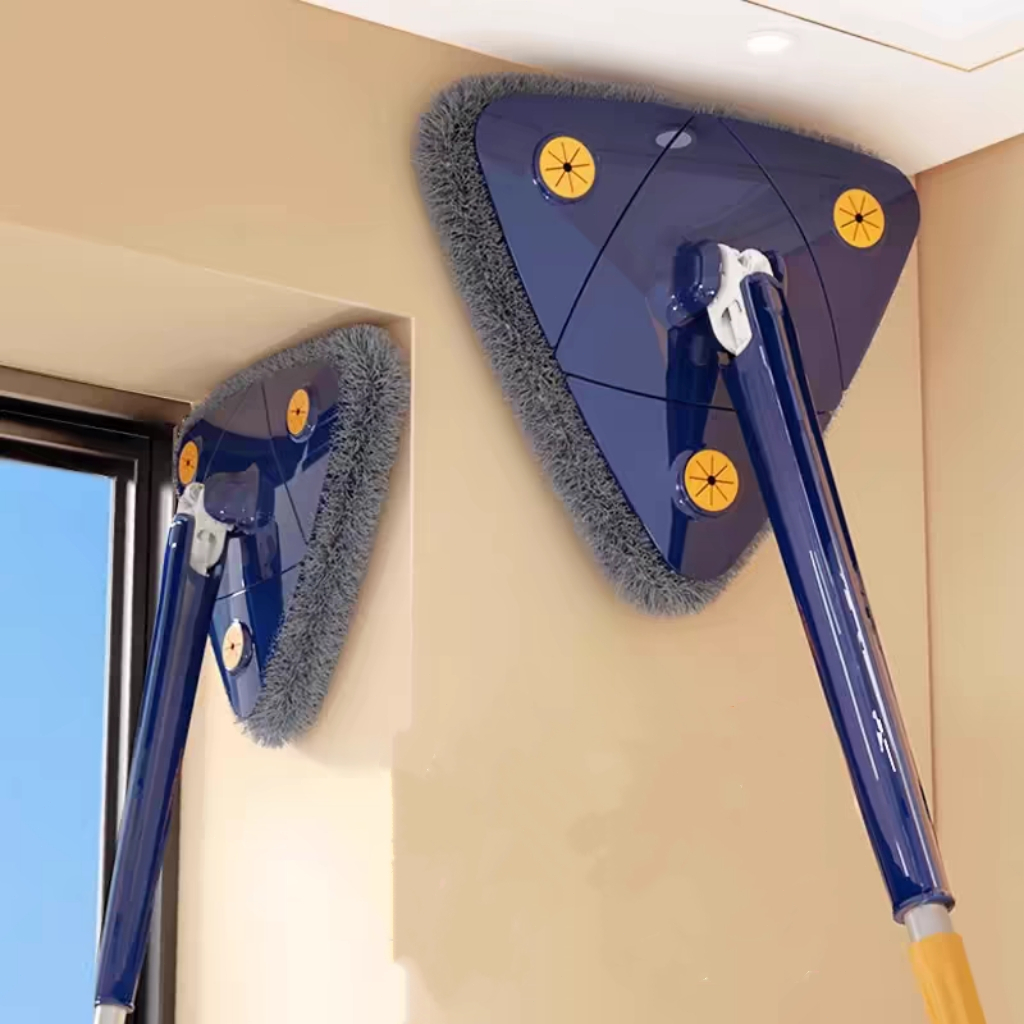 Triangle Mop 2 Refills 130 Adjustable Length 360 Rotating° Mop Cleaning Bathroom Floor
