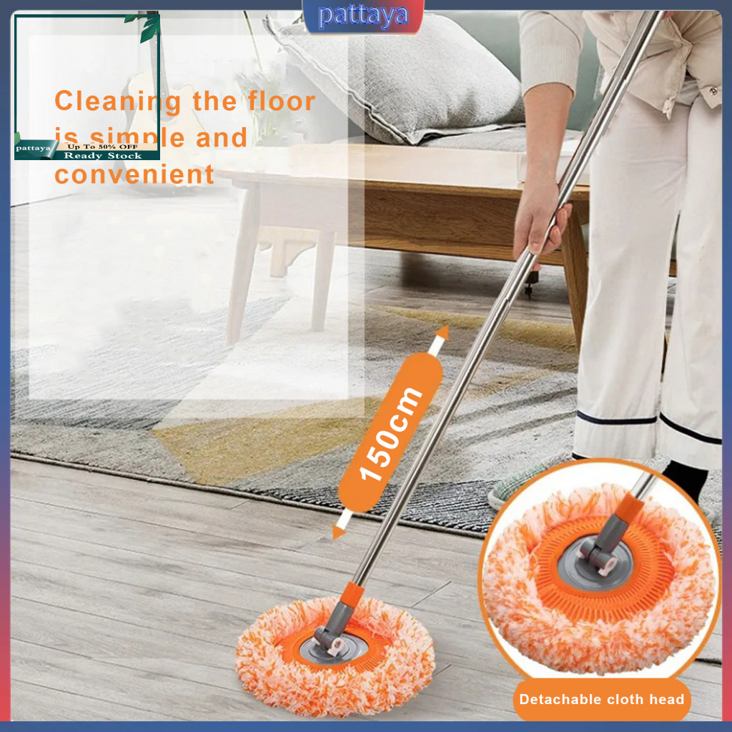 360° Rotatable Cleaning Mop with Long Extendable Handle – Adjustable Length Retractable Design for Dry Wet Use Perfec