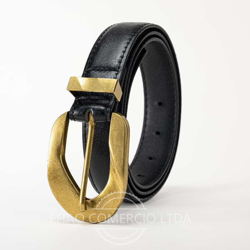 2.8cmVintage Genuine Leather Women's Belt with Metal Pin Buckle 100cm 110cm 120cm Preto Cinto