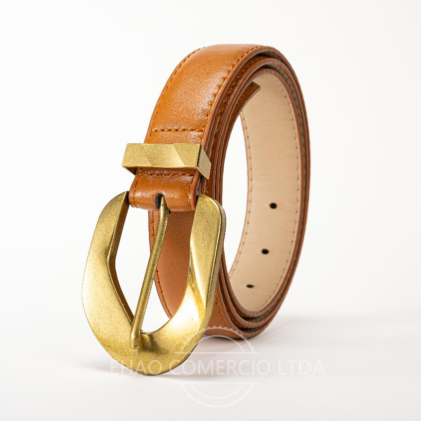 2.8cmVintage Genuine Leather Women's Belt with Metal Pin Buckle 100cm 110cm 120cm Caramelo Cinto
