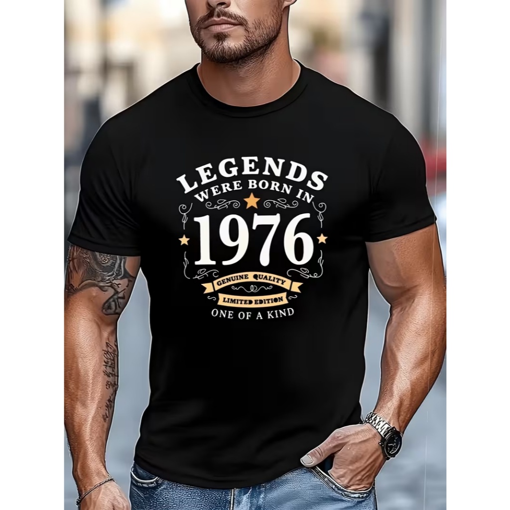 Camiseta Legends Were Born in 1976 estilo vintage retrô Genuine Quality Limited Edition One of a Kind 100% algodão