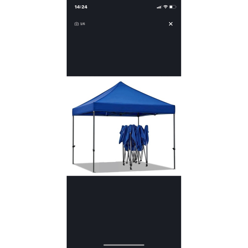 Tenda gazebo articulado sanfonado 3mx3m de aço galvanizado e lonas de nylon azul