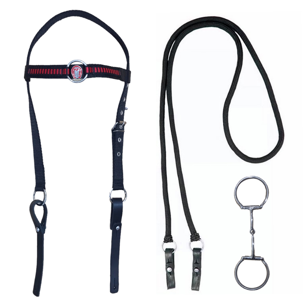 Kity Bridão Articulado D Com Rédea Nylon E Cabeçada Fita Mangalarga