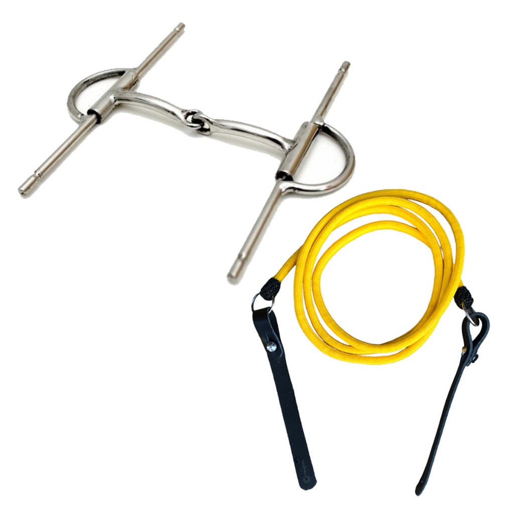 Conjunto Rédea Corda Nylon Com Bridão Embocadura Vareta Bocal Partido Articulado
