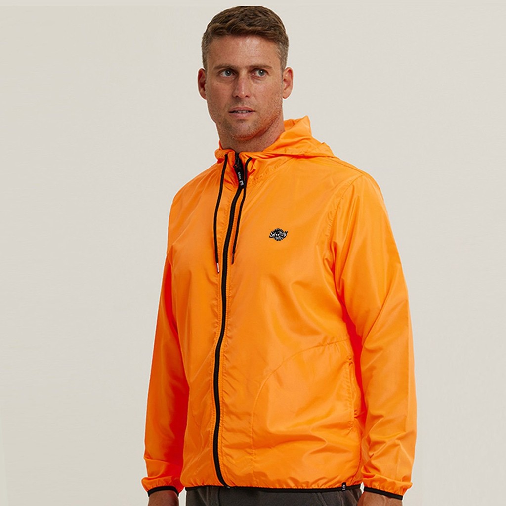 Jaqueta Corta Vento Masculino Laranja Neon WSS Brasil Let's Surf
