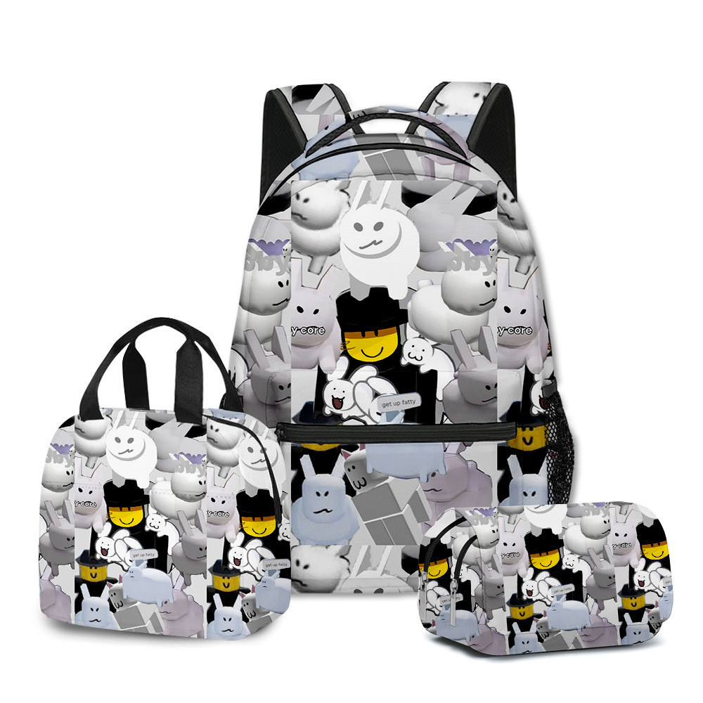 3D novo produto Cross-Border Roblox Forsaken Gubby saco de escola mochila almoço caso de lápis conjunto de três peças 00