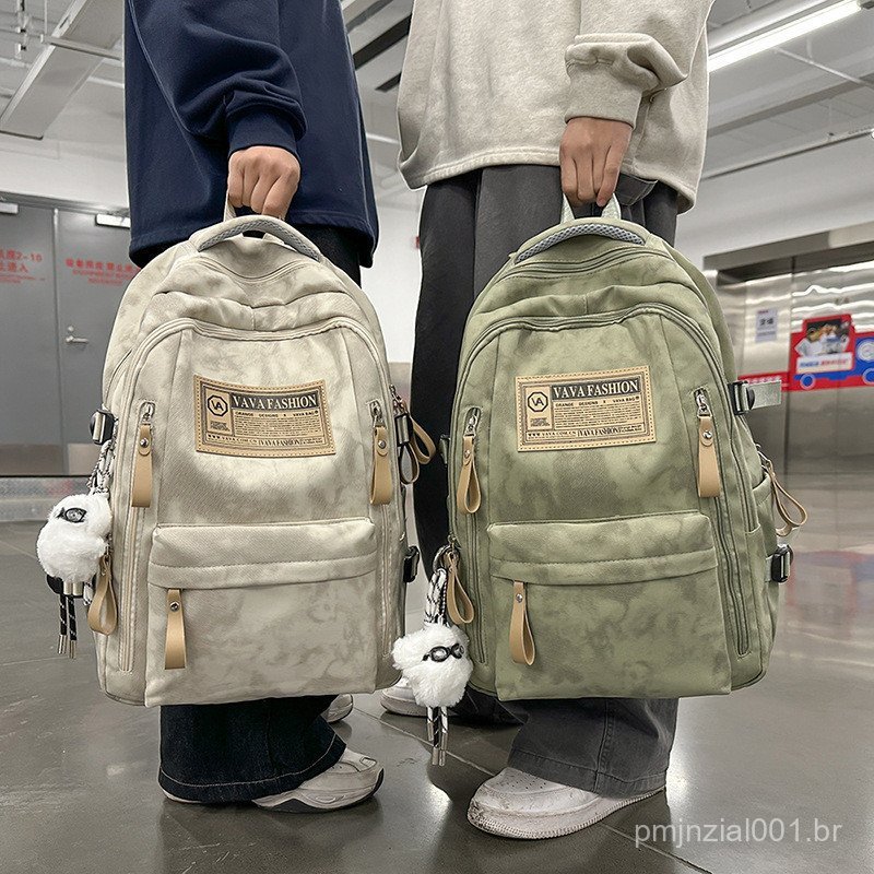 Branco mochila júnior escola secundária simples Casual Cross-Border estudante masculino feminino grande capacidade novo