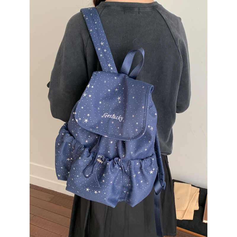 Cross-Border novo estilo céu estrelado mochila feminina leve respirável simples estudante mochila moda dobrável Commuter