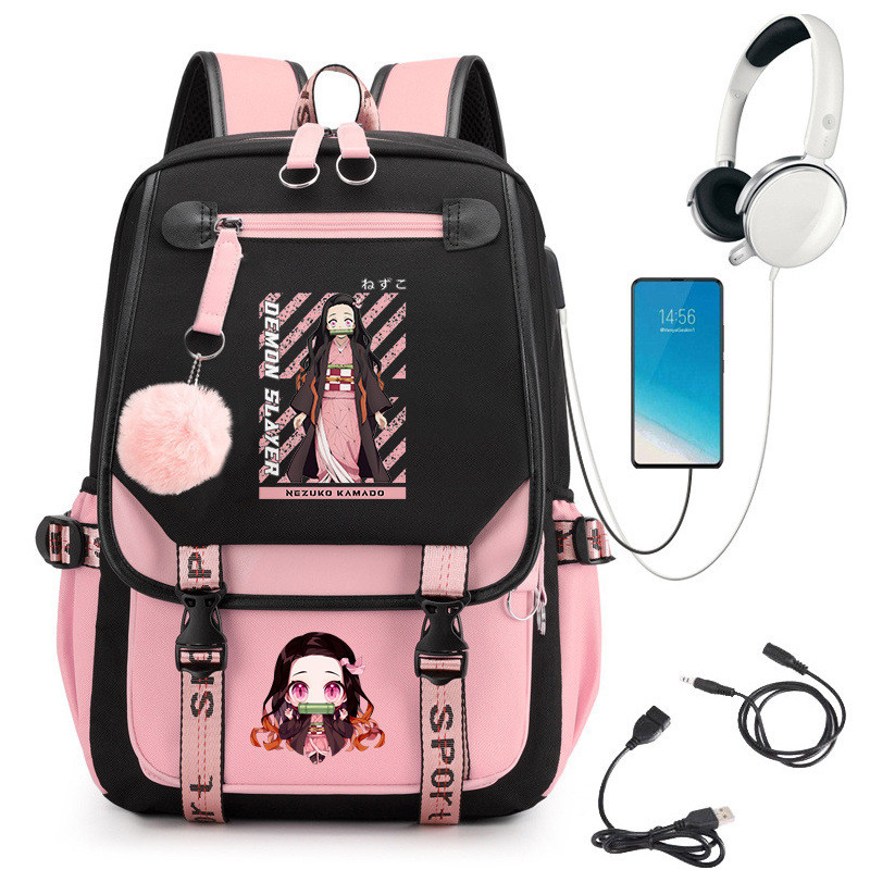 Portão de cozinha Nezuko Demon Slayer Anime impressão estudante Campus mochila Cross-Border venda quente 1107-14