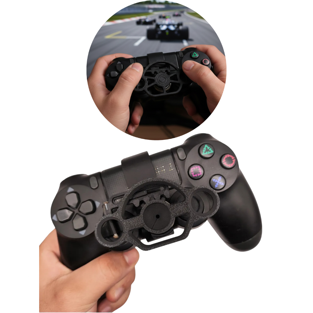 Mini Volante Para Controle Playstation 4 Ps4 Adaptador Preto