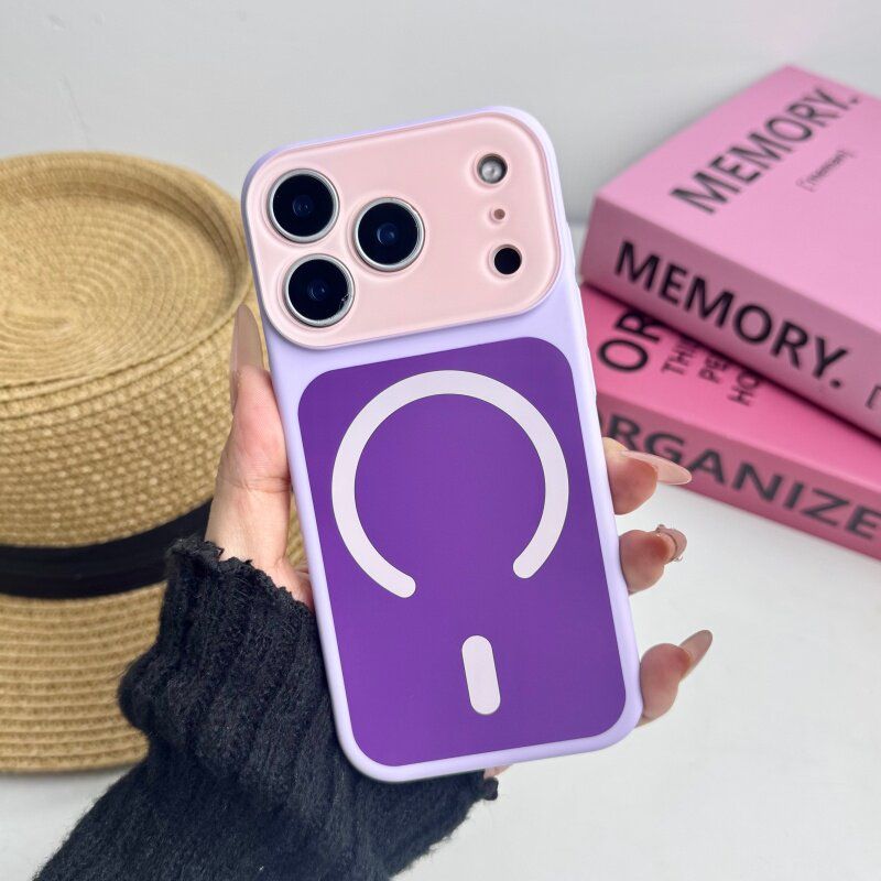 Capa Premium Magnética à Prova de Choque com Contraste de Cores Charm Purple Dopamine para iPhone 13 Pro 12 Pro Max