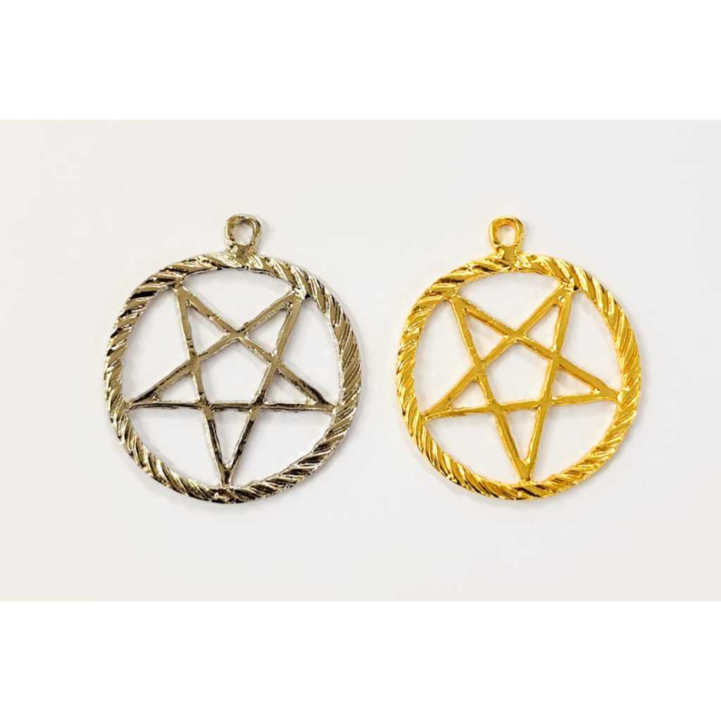 Pentagrama Invertido Pingente GG Metal Dourado Prata Ocultismo Místico Gótico Baphomet Proteção Pro