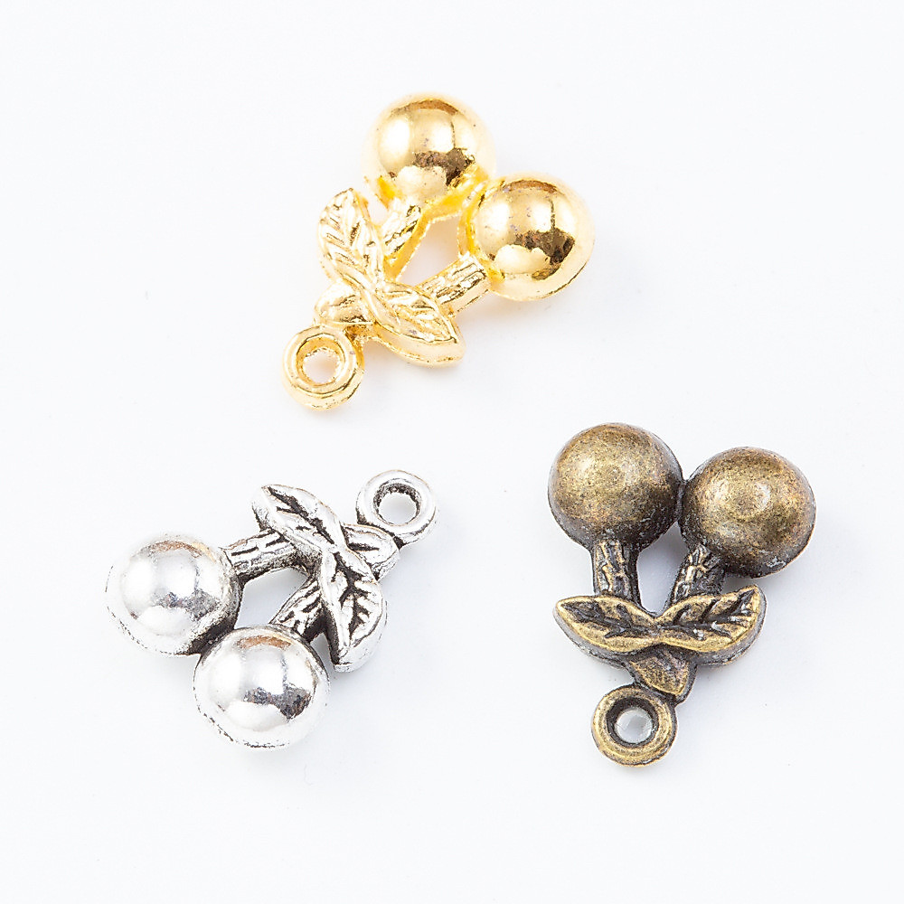 10 Unidades/Pacote Liga Vintage Cereja Encantos DIY Jóias Fazendo Acessórios Para Colar Artesanal Pulseira Ornamento Pro