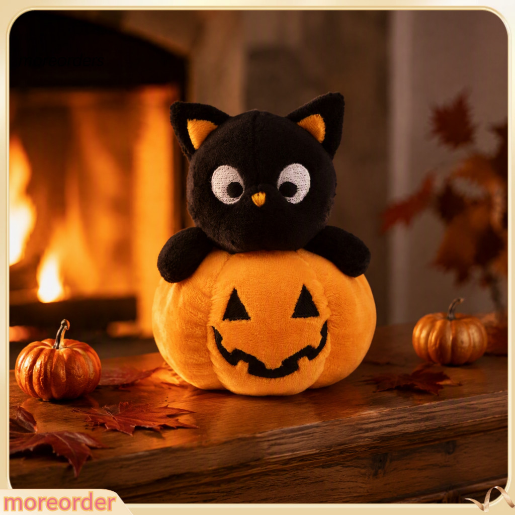 Halloween Black Cat Pumpkin Ghost Plush Keychain Soft Stuffed Doll Hanging Charm Cute Backpack Accessory Photography Pro