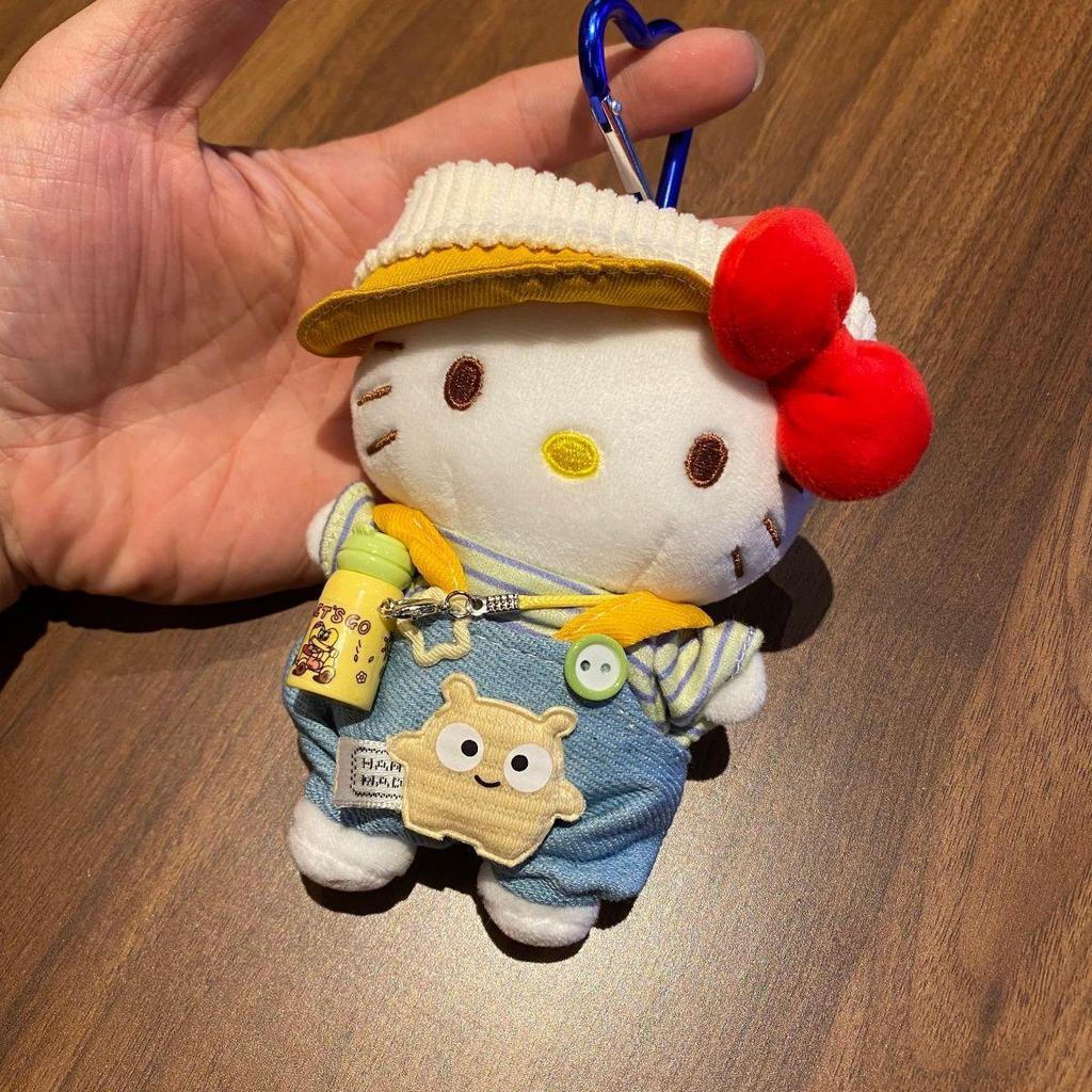 Macacão jeans estilo monstro gatinho bolsa de pelúcia enfeites chaveiro fofo presentes de feriado de aniversário bom pro