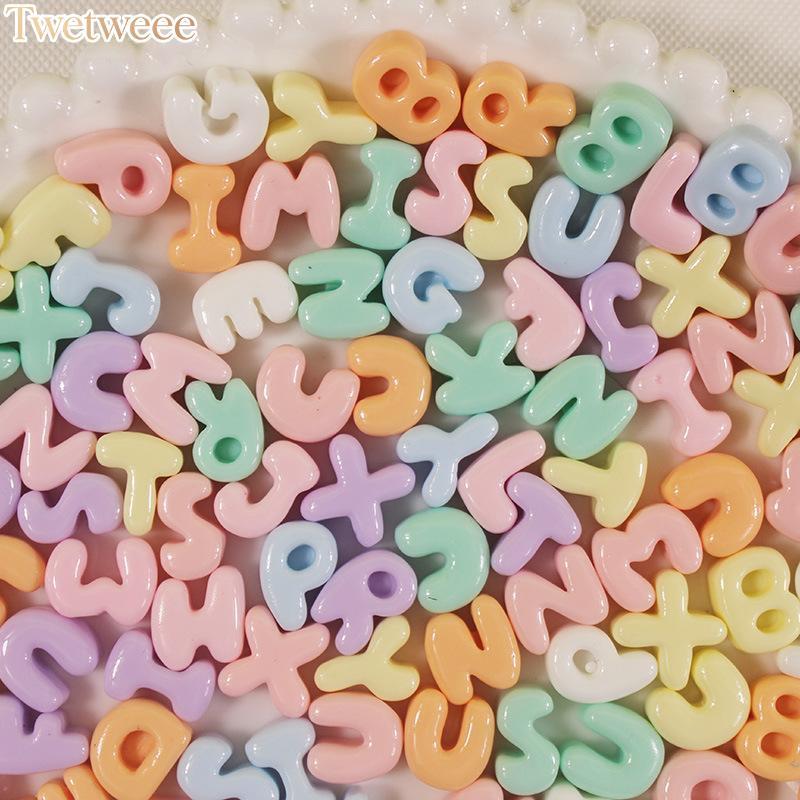 Twetw Contas De Alfabeto Acrílico , 50 Peças , Superfície Lisa , Cor Doce , Pastel Para Fazer Joias DIY , Chaveiro , Pro