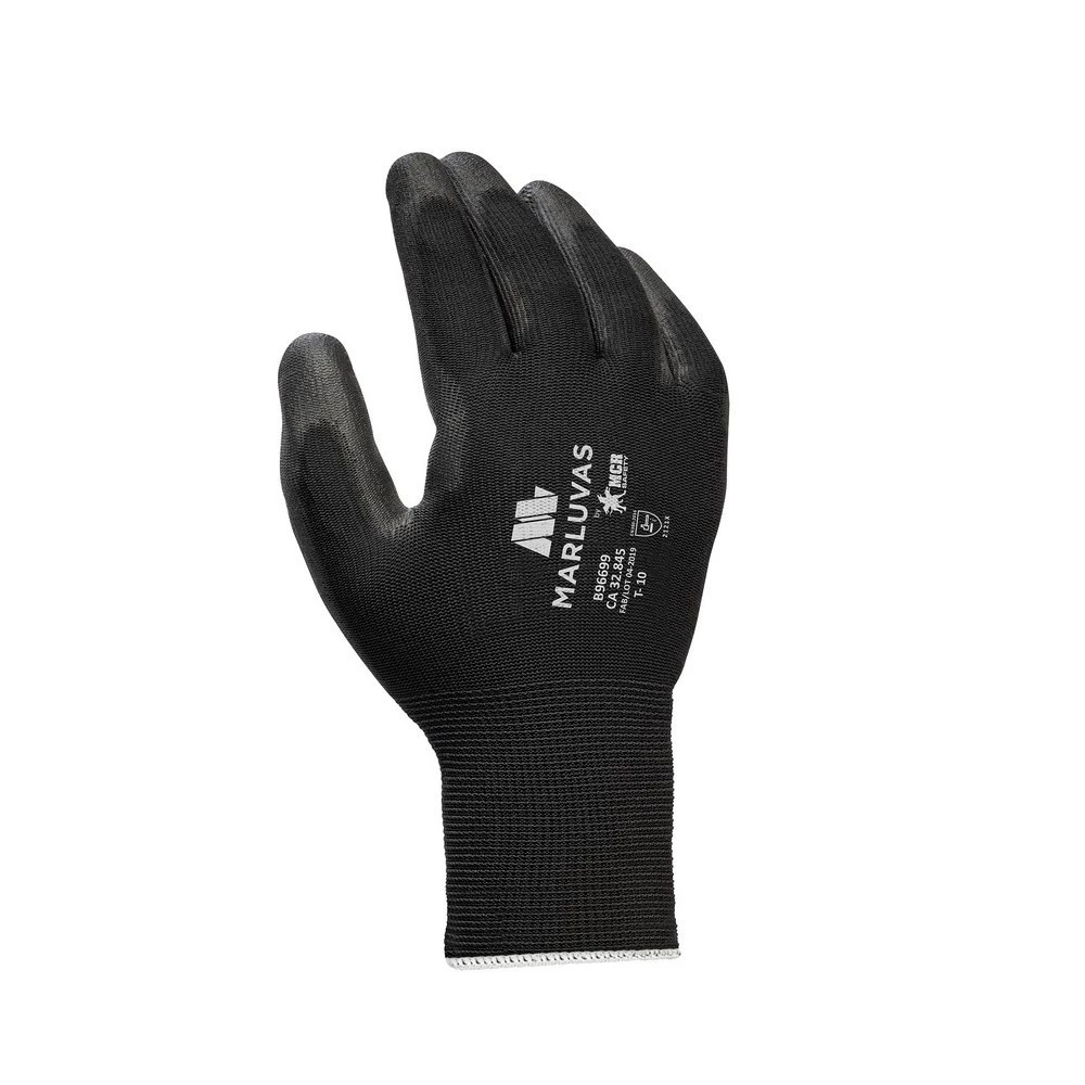 Luva de Proteção Marluvas PU Black | Banho em Poliuretano na Palma | EPI Profissional | CA 32845