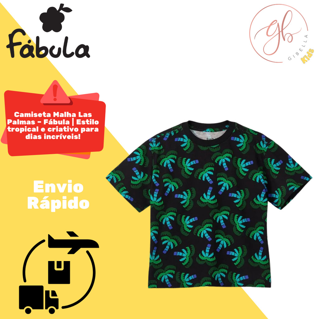 Camiseta Malha Las Palmas Preto Inverno Fábula