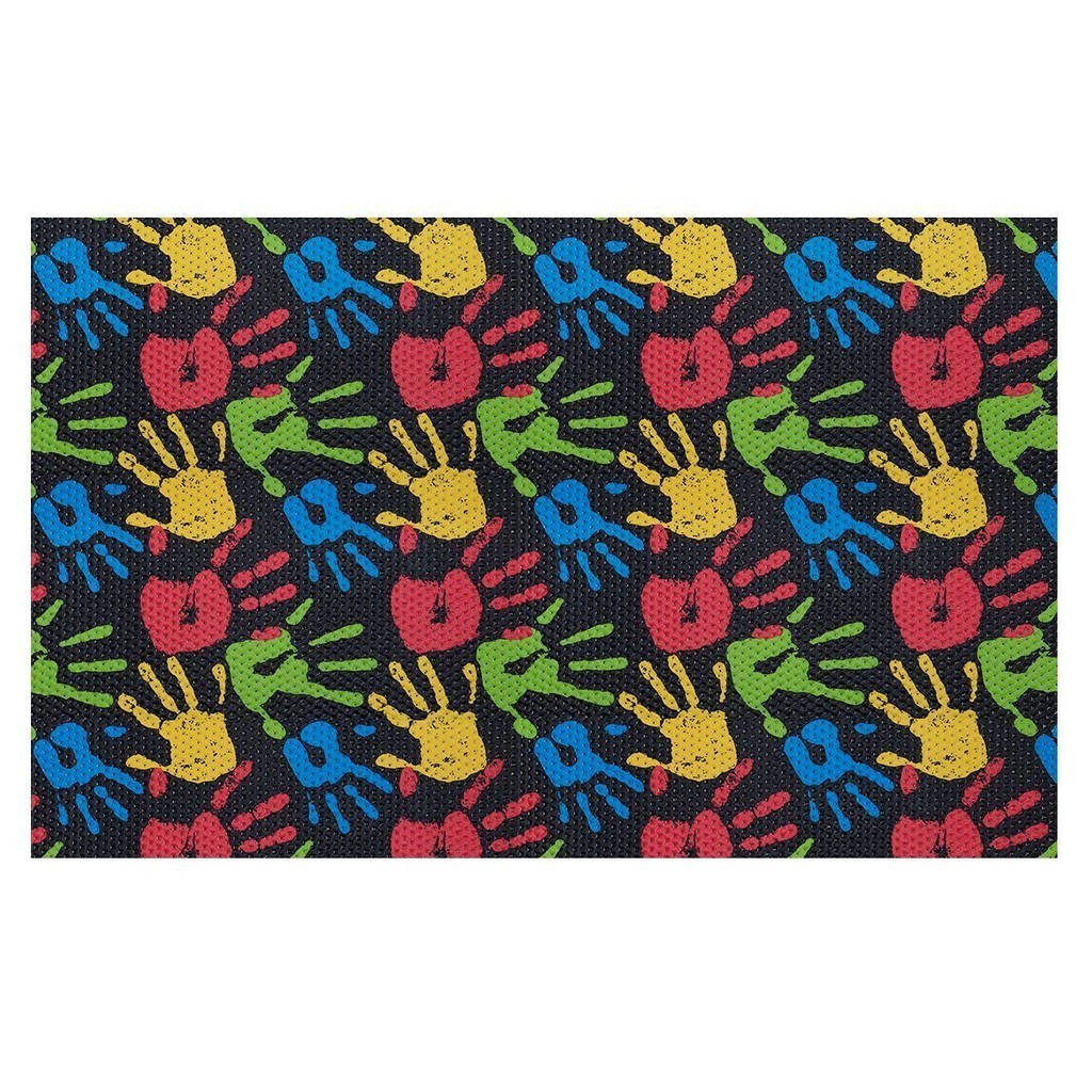 Tapete Brisa Infantil 100cm x 130cm Palma da Mão Preto Kapazi