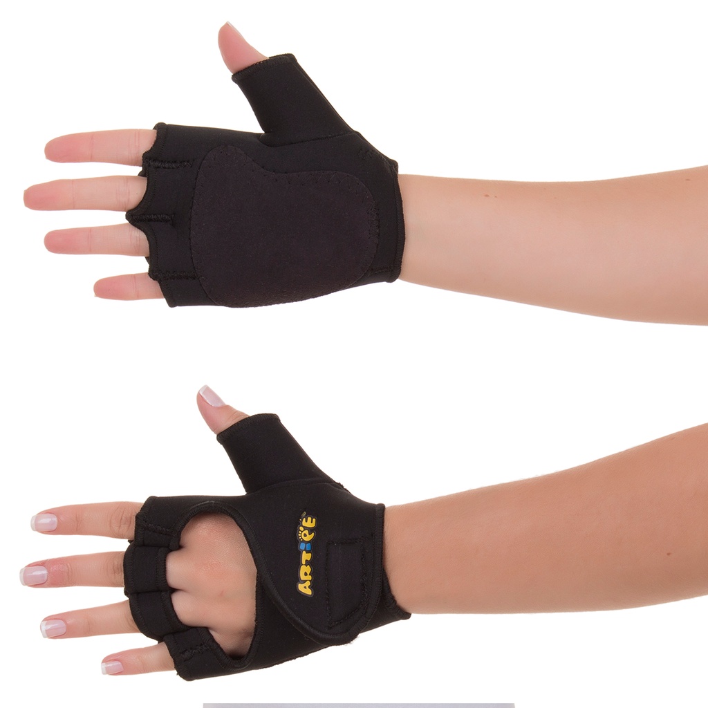 Luvas Para Musculação Fitness Em Neoprene Com Polegar Palma De Couro Bilateral Preto