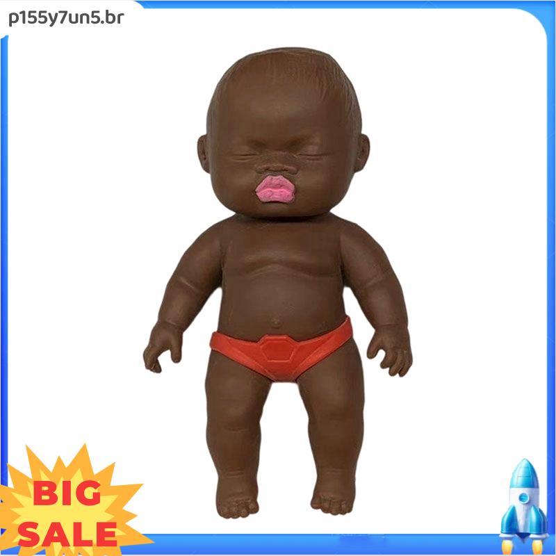 Para Pequena Boneca Preta Alívio Do Estresse Brinquedo Palma Borracha Homem Preto Pitada Música Recuperação Lenta Libera