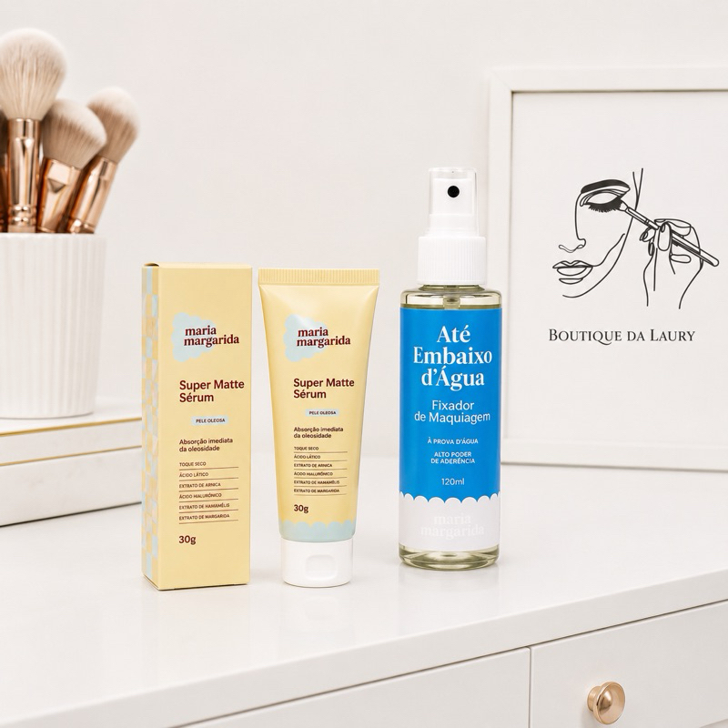 Kit 2 Produtos Super Matte Sérum + Fixador Até Embaixo D’Água Maria Margarida Original