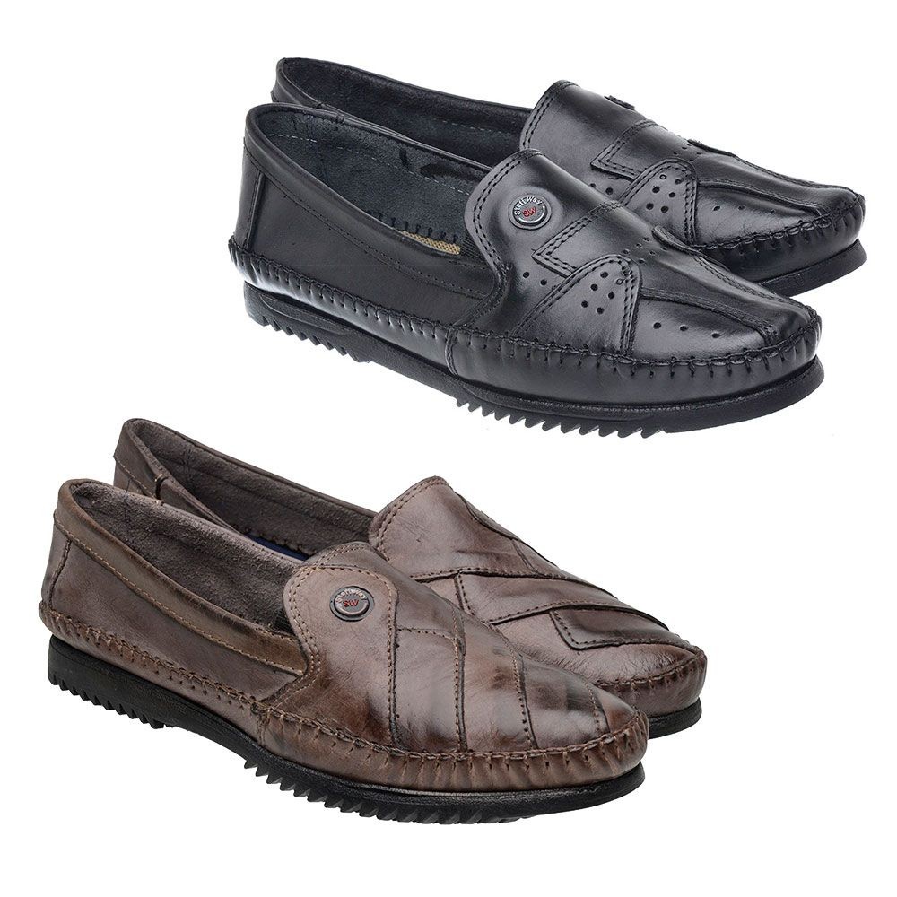 Kit 2 Pares Mocassim Sapato Masculino Sapatilha Confortavel Stylo Steff Way Couro Legitimo