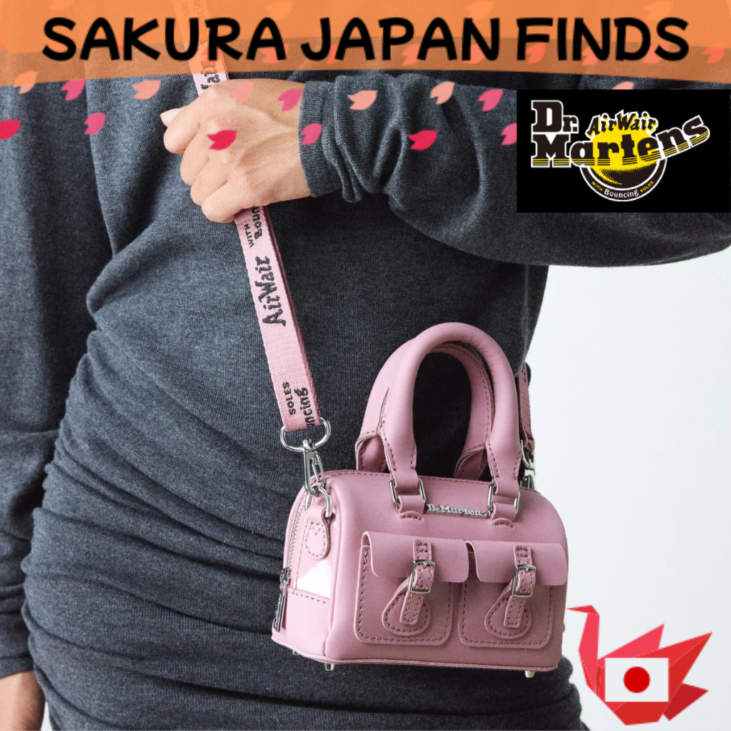 Dr. Martens Mini Bolsa de Mão Dusty Rose 2-Way Transversal Ombro Original Japão Couro Vegano Estilosa Feminina