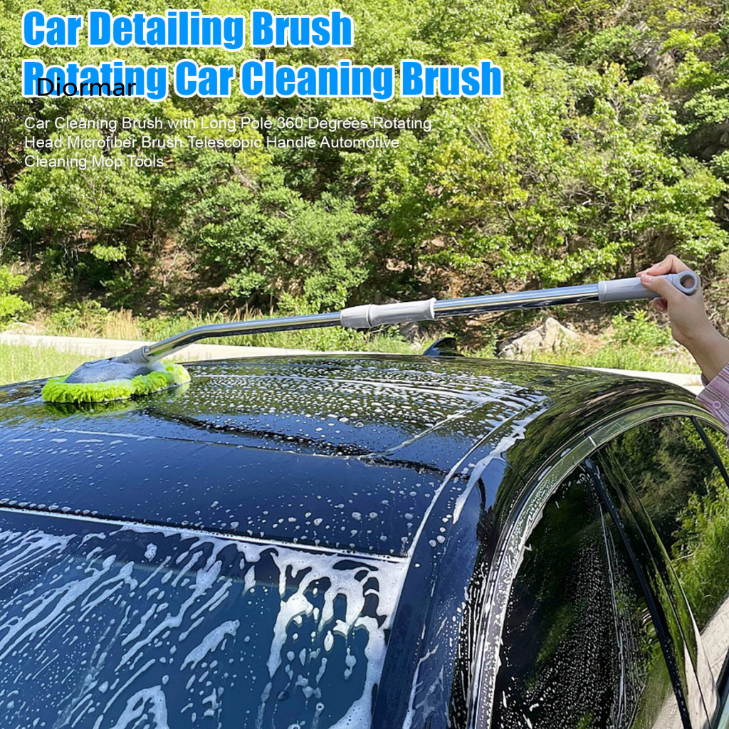 Microfiber Brush Car Cleaning Mop with 360° Rotating Head Telescopic Long Handle Auto Wash Tool for Easy Reach and Deep