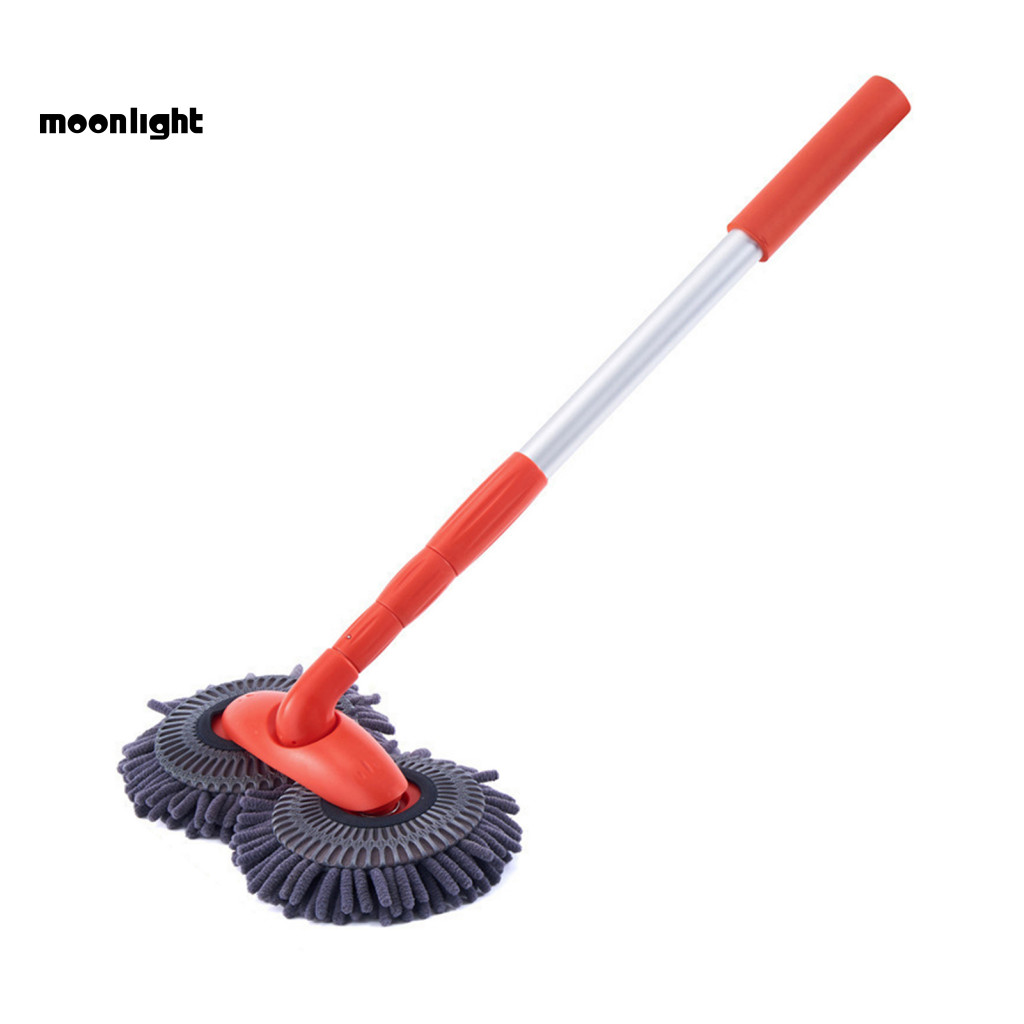 Rotating Double-head Car Wash Mop with Telescopic Long Handle – Microfiber Brush for Windshield Glass and Exterior Eas