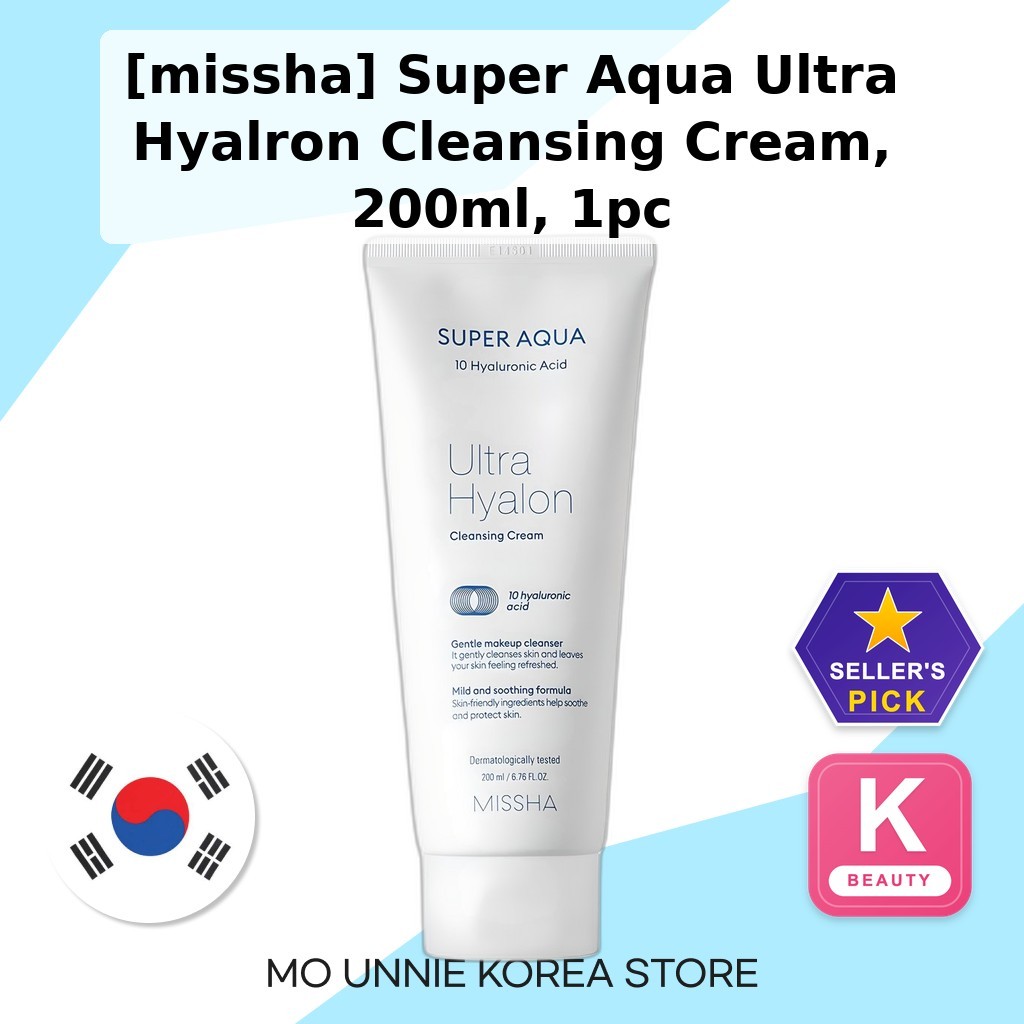 [missha] Creme De Limpeza Super Aqua Ultra Hyalron , 200ml , 1 Unidade/Coreano/Removedor De Maquiagem Da MO UNNIE