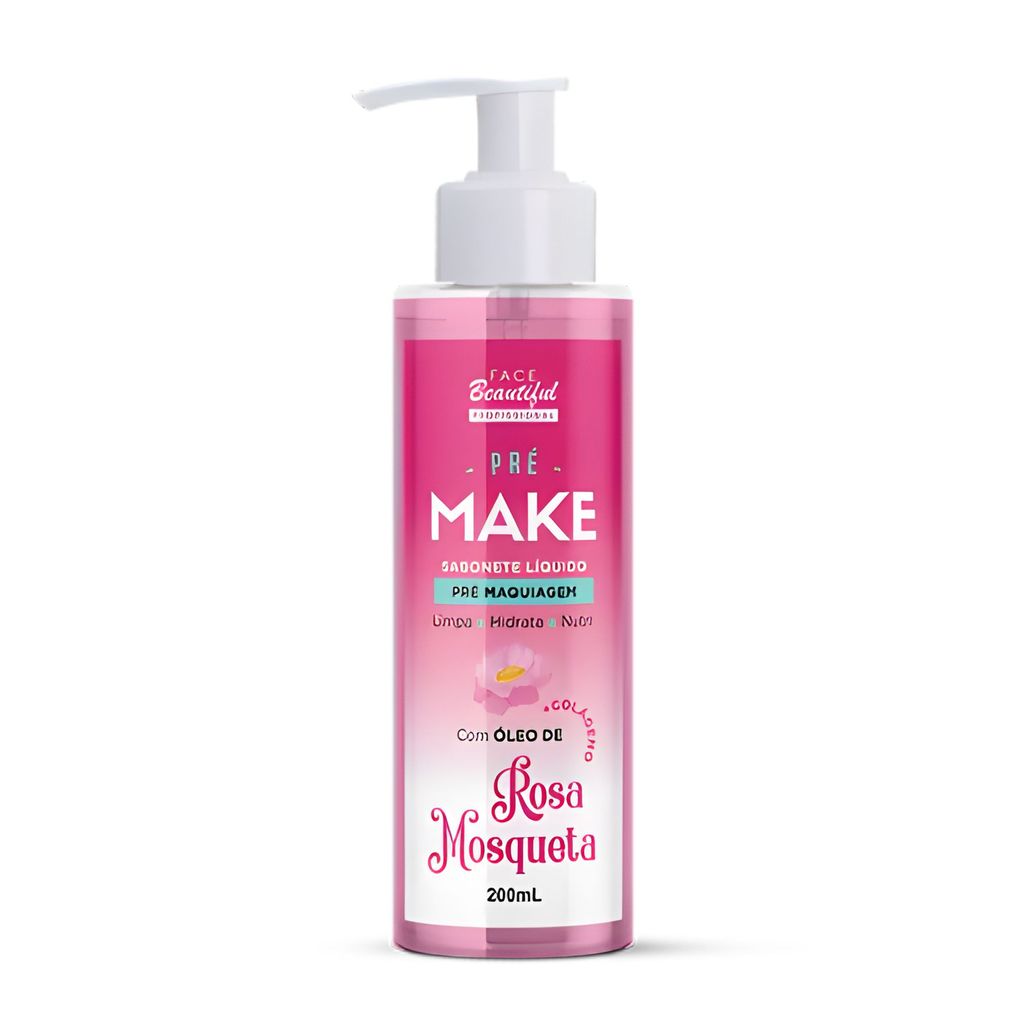 Sabonete líquido pós maquiagem rosa mosqueta 200ml - Face beautiful