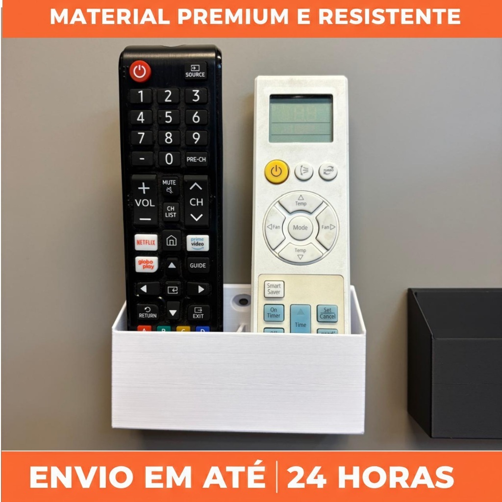 Suporte Organizador de parede p 2 controles remoto Universal TV Ar condicionado + dupla face 3M